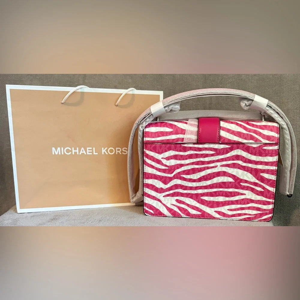 🩷MICHAEL MICHAEL KORS🩷Greenwich Dragonfruit Animal Print Sm Flap Crossbody/NWT